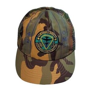 VTG USAF Snapback Trucker Hat Camo Cap 42nd Attack SQDN Maint Keep Them Flying